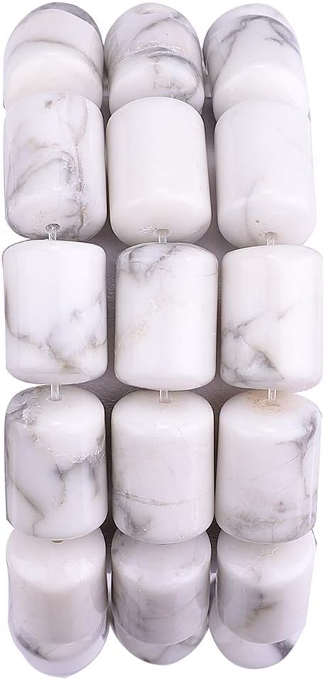 Natural White Howlite Cylinder Stone Loose Semi Gemstone Beads for Jewelry Making 10mmx14mm 38cm