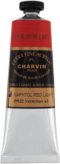 Charvin Extra Fine Professional Acrylic Paint - Napthol Red Light, 60ml Tube, Triple-Milled, Lightfast Pigments, Open Stock Artist Acrylic Paints in Nature-Inspired Hues