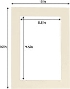 6x8 Mat for 8x10 Frame - Precut Mat Board Acid-Free Textured Cream 6x8 Photo Matte for a 8x10 Picture Frame, Premium Matboard for Family Photos, Show Kits, Art, Picture Framing, Pack of 100 Mats