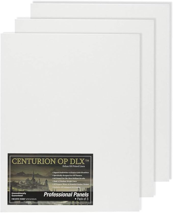 Centurion Deluxe Professional Oil Primed Linen Canvas Panels - 18x18-3 Pack of Linen Canvases for Painting, Artwork and More