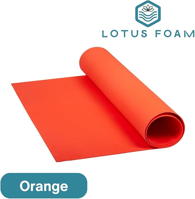 LotusFoam Large 3mm EVA Foam Sheet - 44"x 85" High Density Foam 130 kg/m3 for Cosplay, Costumes, Crafts, Flooring, Outdoor Use - 35 Colors (Orange) - Orange