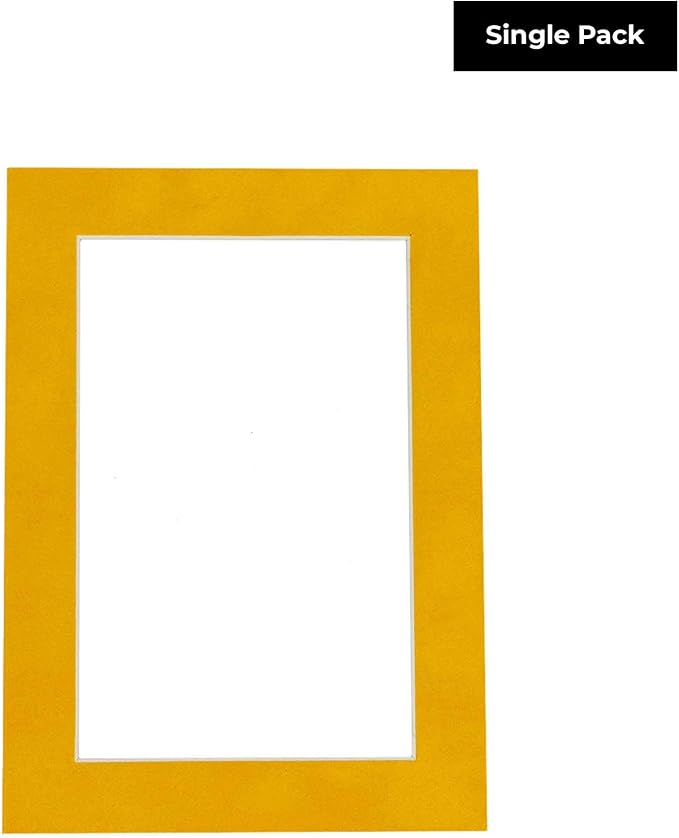 11x14 Mat Bevel Cut for 8.5x11 Photos - Acid Free Bright Yellow Precut Matboard - For Pictures, Photos, Framing - 4-ply Thickness