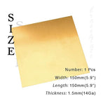 14 Gauge Brass Sheet，H62 Brass Plates Metal 0.059" Thickness x 5.9" Width x 5.9" Lenght, for Models, Crafts, Repairs, Electrical, 1Pcs