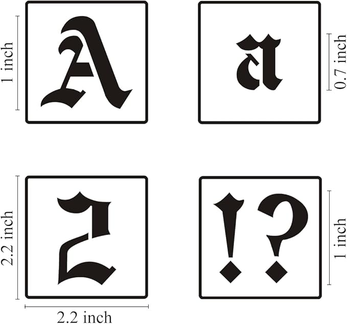 1 Inch Alphabet Letter Stencils for Painting - 70 Pack Old English Letter Stencil Templates with Numbers and Signs for Painting on Wood, Reusable Letters Stencils for Chalkboard Wood Signs & Wall Art