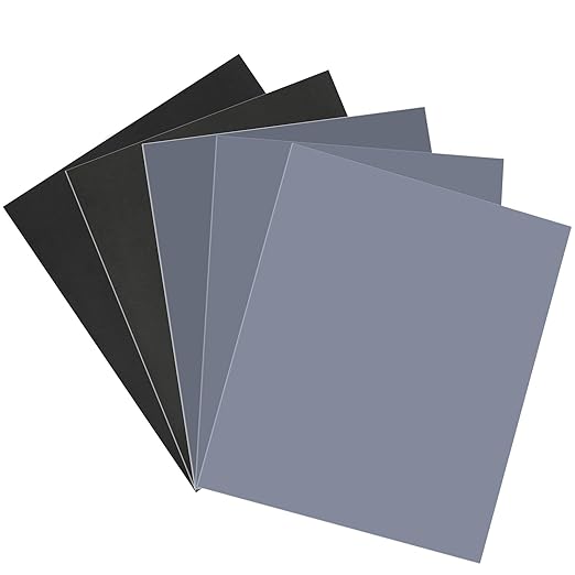 Fine Sandpaper Assortment, 9 x 11 Inch Wet Dry Sand Paper, 1000/2000/3000/5000/10000 Grit Hand Sanding Sheets for Wood Metal Automotive Sanding and Polishing - 5 Sheets