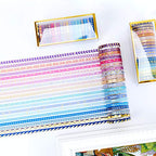 AEBORN Thin Purple Washi Tape - 20 Rolls 5mm Gold Foiled Skinny Washi Tape Set, Pretty Star Washi Tape for Bullet Journal, Scrapbook, Gift Packaging, DIY Crafts