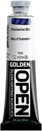OPEN Slow-Drying Acrylics by GOLDEN, Ultramarine Blue, 2 fl oz. tube, Professional Acrylic Paint, Semi-Transparent
