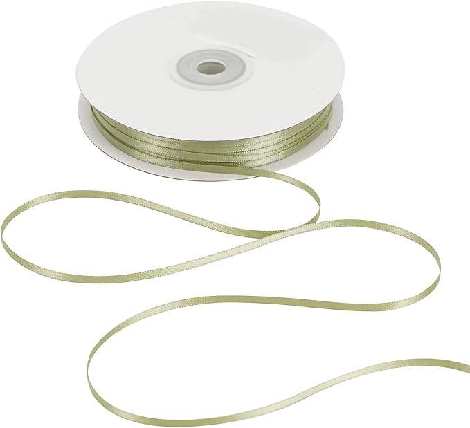 HUIHUANG Solid Color Satin Ribbon 1/8 inch x 100 Yards Roll Ribbon Double Faced for Crafts Gift Wrapping DIY Bows Invitation Card (Spring Green/Sage)