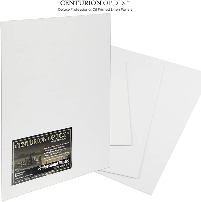 Centurion Deluxe Professional Oil Primed Linen Canvas Panels - 6x8-12 Pack of Linen Canvases for Painting, Artwork and More