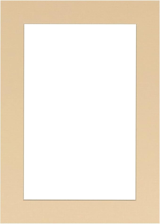 8.5x11 Mat Bevel Cut for 7x9 Photos - Acid Free Beige Precut Matboard with Backing Board and Crystal Clear, Self Seal Photo Mat Bag - for Pictures, Photos, Framing - 4-ply Thickness
