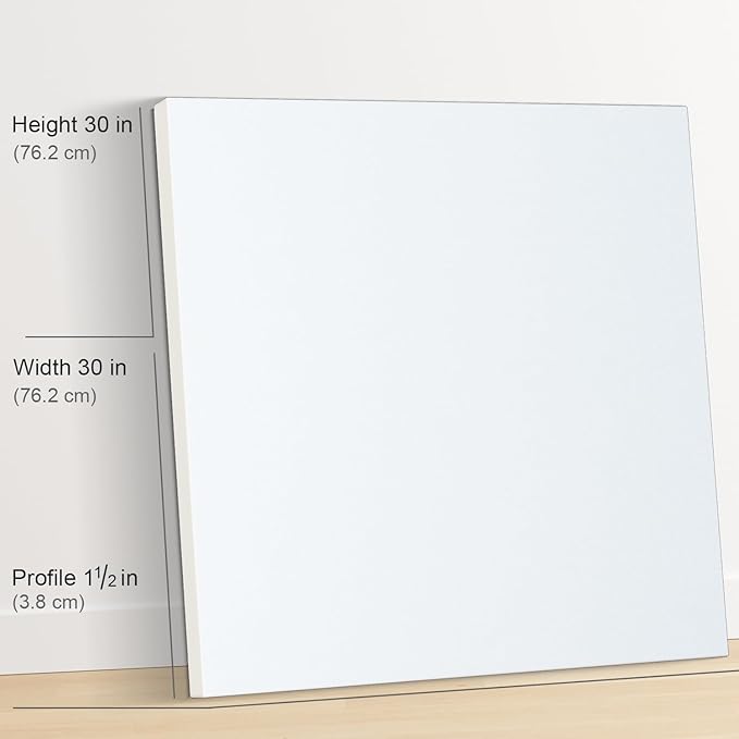 PHOENIX 30x30 Inch 2 Pack Gallery Canvas - 1.5 in Thick Large Square Canvases for Painting - Deep Edge 100% Cotton 11 Oz. Gesso Primed White Blank Professional Canvas Oil & Acrylic Paints