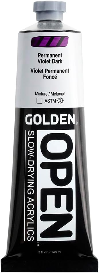 OPEN Slow-Drying Acrylics by GOLDEN, Permanent Violet Dark, 5 fl oz. tube, Professional Acrylic Paint, Transparent