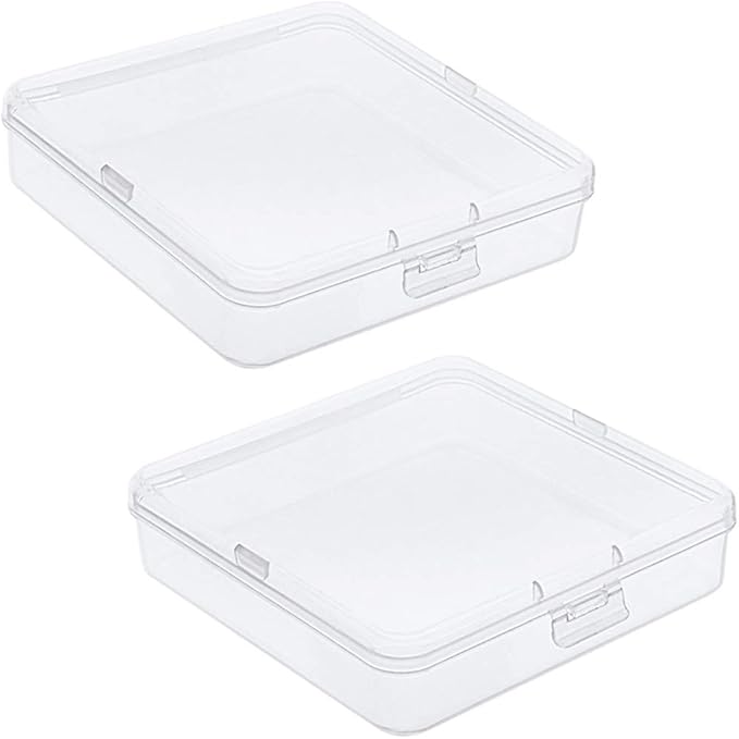 DUOFIRE Small Plastic Box Organizer Box small plastic storage containers small plastic case for Storage Beads, Jewelry and Small Items Square(5.2 x 5.2 x 1.3inch) 2 PACK