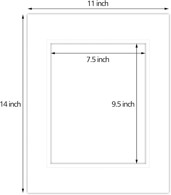 Golden State Art, 11x14 Double Mats for 8x10 - for Photos, Pictures, Frames - Acid-Free, 5 Pack, White Over White