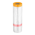 HARFINGTON Pre-Taped Masking Film 126" x65.6ft Double Adhesive Tape and Drape Painters Plastic Drop Cloth Film with Tape Plastic Sheeting for Automotive Painting Covering