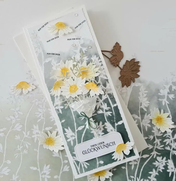 Lapoo Metal Cutting Die for Scrapbooking, 3D Backgrounds Frame New Cutting Dies DIY Album Card Making Decor Paper Craft Metal Die Cuts Party Wedding Decorations (Flowers A 4.5 x 2.3 in)