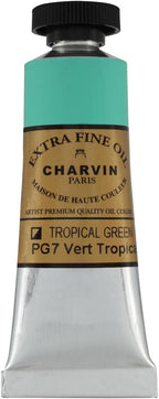 Charvin Extra Fine Oil Paint, Tropical Green 20 ml - Triple-Milled, Rich Texture, Poppy Oil-Based, Light-Fast, Handmade, Archival Quality