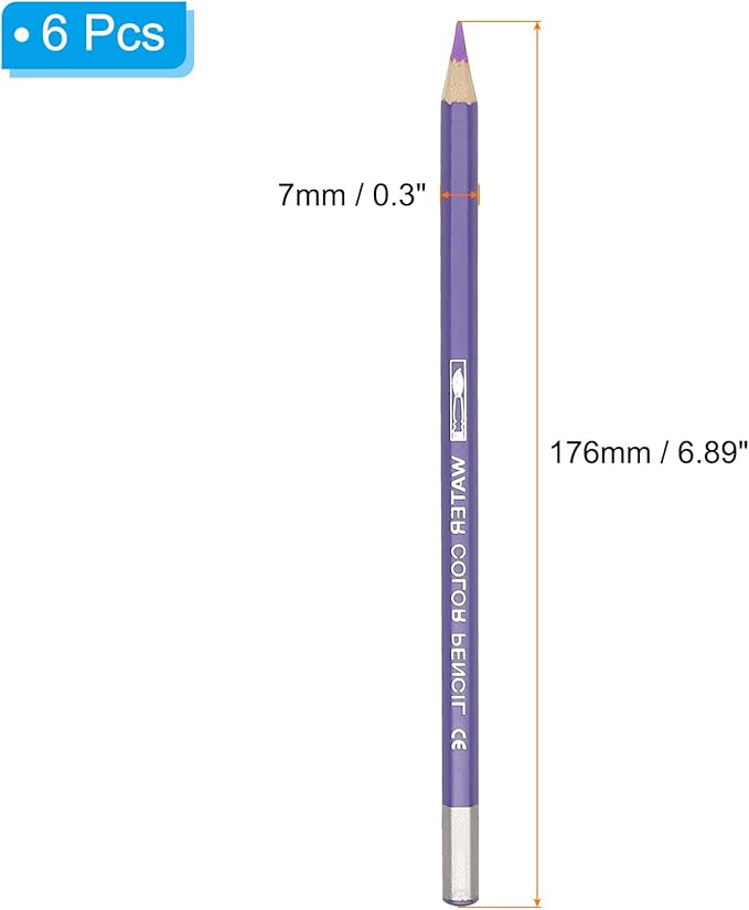 PATIKIL Watercolor Pencil, 6Pcs Water Soluble Pencils for Blending, Coloring, Sketch Drawing, Painting, Light Purple