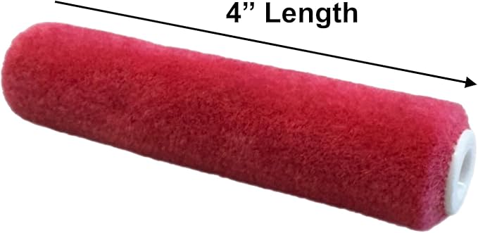 Premium 4-Inch Mohair Mini Paint Roller 6pc Set. 4" Mini Roller Frame + 5 Pack, Lint-Free & Shed-Resistant for Smooth Finishes – Ideal for Cabinets, Trim & Doors – Works with All Paints & Stains