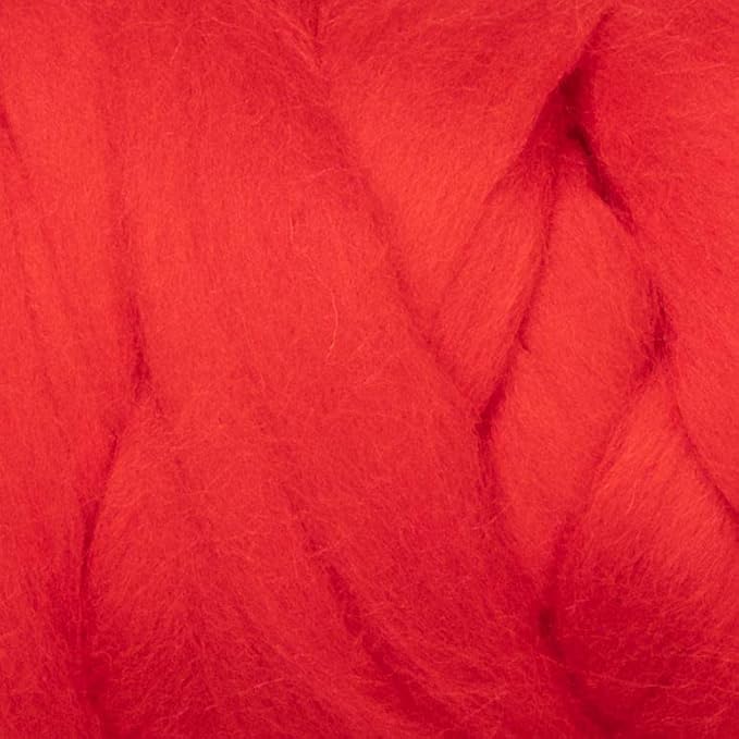 Colored Natural Wool roving, 8 OZ. Best Wool for Needle Felting, Wet Felting, handcrafts and Spinning. (Red)