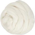 PATIKIL Wool Roving Yarn, 150G/5.3OZ Soft Felting Wool Pure Chunky Roving Yarn Bulk for Needle Felting Knitting Blanket Spinning Weaving DIY Craft, Cream White