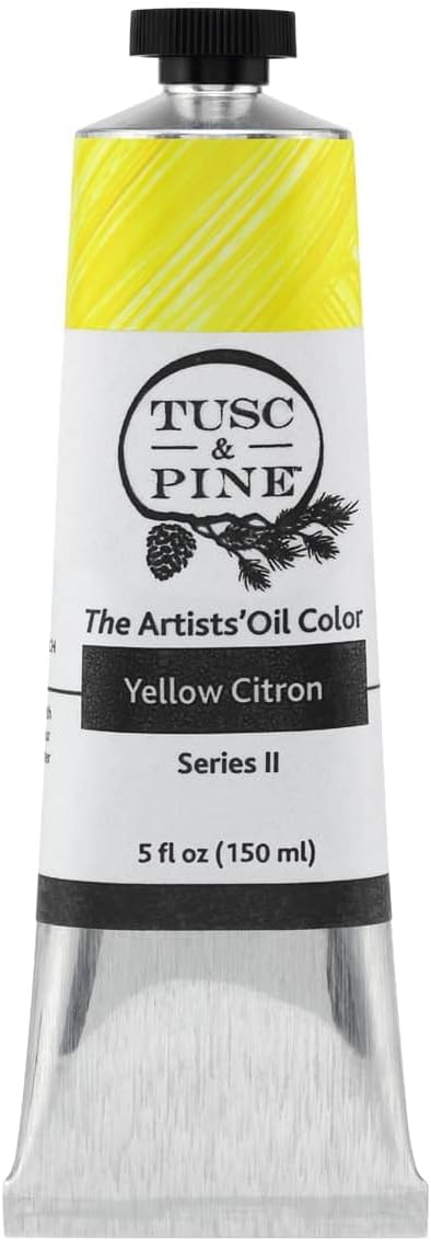 Tusc & Pine Artist Oil Paint - Yellow Citron, 150 ml, Non-Yellowing, Rich & Creamy Consistency, Maximum Pigment Load, Small Batch Milled Oil Paints Made in the USA for Professional Artists