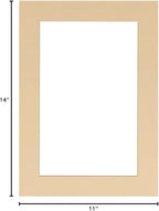 Pack of Ten Acid Free 11x14 Mats Bevel Cut for 8.5x11 Photos - Beige Precut Matboards With Backing Boards and Self Seal Photo Mat Bags For Pictures, Photos, Framing - 4-ply Thickness