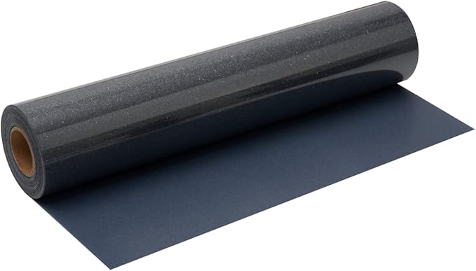 Black Glitter HTV Roll -12" x10ft Iron on Heat Transfer Vinyl for DIY Shirts Gifts