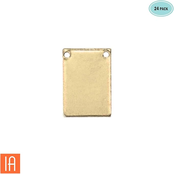 ImpressArt - Premium Metal Stamping Rectangle Blanks for Metal Stamping and Jewelry Making (24 Pack) (7/16" x 3/4" Rectangle w/ 2 Holes, Brass)