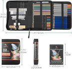 H & B 80-Pack Colored Sketching Art Pencil Set with 3-Color Sketchbook and Coloring Book - Includes Graphite, Watercolor, Metallic, and Oil-Based Colored Pencils