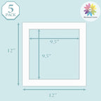 MBC Mat Board Center, 5 Pack 12x12 for 10x10 White Picture Mats Frame Mattes, Bevel Cut, Acid Free, 4-ply Thickness