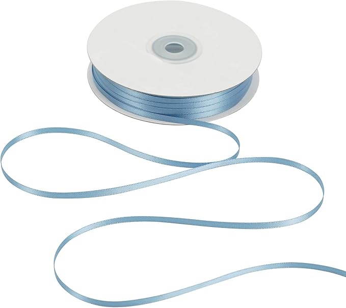 HUIHUANG Solid Color Satin Ribbon 1/8 inch x 100 Yards Roll Ribbon Double Faced for Crafts Gift Wrapping DIY Bows Invitation Card (Dusty Blue)