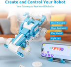 WhalesBot D1 21-in-1 STEM Coding Robot Kit for Kids (Ages 4+), 280+ Pieces Educational Building Set with APP-Controlled & Programming, 3D APP Guidance, Ideal Toy Gift for Boys & Girls