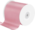 4 Inches x 25 Yards Polyester Satin Ribbon, Solid Color White Satin Ribbon for Crafts, Gift Wrapping, Hair Bows, Wedding Party Decoration, Bow Making (Pink)