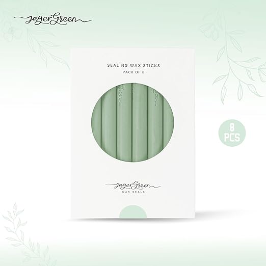 Green Wax Seal Sticks, 8 Pack, Perfect for Wedding Invitations, Envelopes, Cards & More