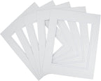Golden State Art, 11x14 Double Mats for 8x10 - for Photos, Pictures, Frames - Acid-Free, 5 Pack, Off White Over Off White