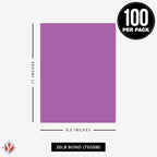8.5 x 11" Violet Color Paper Smooth, for School, Office & Home Supplies, Holiday Crafting, Arts & Crafts | Acid & Lignin Free | Regular 20lb Paper - 100 Sheets