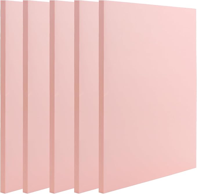 ZOENHOU 5 PCS 8.3 x 11.8 Inch Pink Large Rubber Stamp Carving Linoleum Blocks, Rectangle Creative Speedy Carve Block Engraving Crafts
