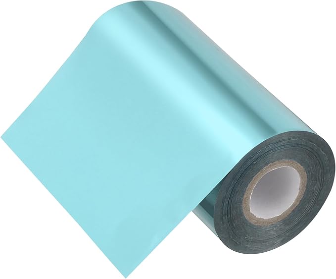 PATIKIL 5"x400Ft Hot Stamping Foil Paper, Heat Transfer Hot Stamping Paper Foil Roll for Leather DIY Logo Decor Craft Gift Package Scrapbook Card, Light Blue