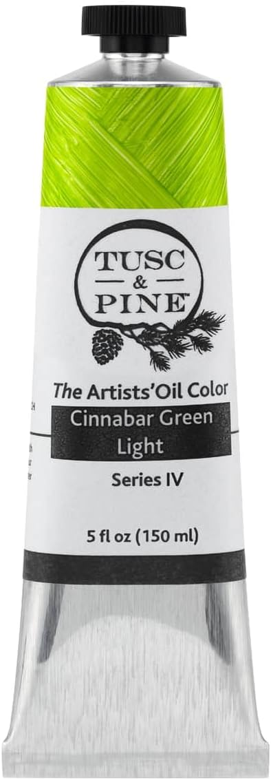 Tusc & Pine Artist Oil Paint - Cinnabar Green Light, 150 ml, Non-Yellowing, Rich & Creamy Consistency, Maximum Pigment Load, Small Batch Milled Oil Paints Made in the USA for Professional Artists