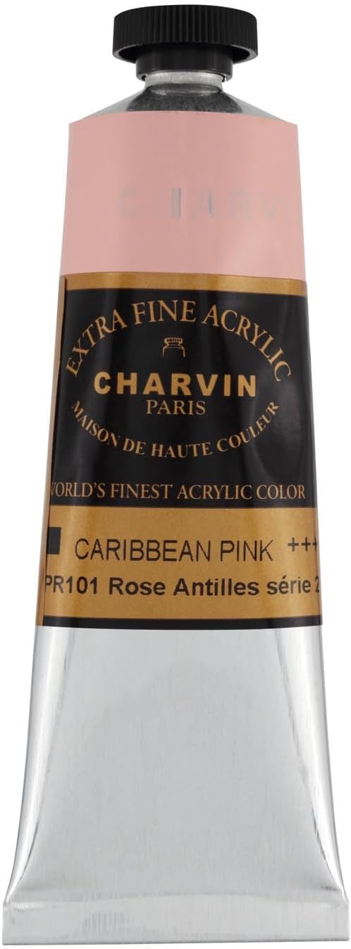 Charvin Extra Fine Professional Acrylic Paint - Caribbean Pink, 60ml Tube, Triple-Milled, Lightfast Pigments, Open Stock Artist Acrylic Paints in Nature-Inspired Hues
