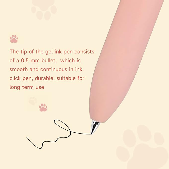 Cat Pens, 4 Pcs 0.5mm Cute Kawaii Black Ink Pens Fine Point Smooth Writing Pen, High-End Series Cat's Tail Retractable Pen for Journaling Note Taking (4 Pcs Cat)
