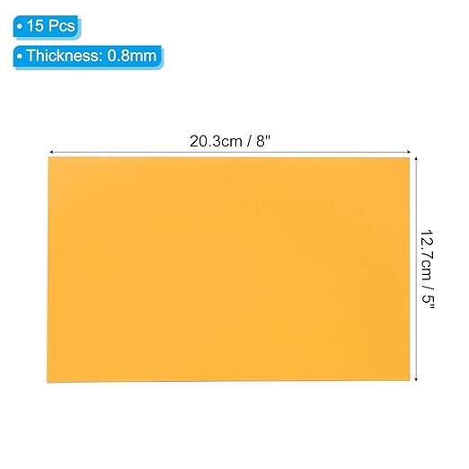 PATIKIL 5x8 Inch Anodized Aluminum Sheet Metal, 15Pcs Laser Plates Engraving Blanks 0.5MM Thin Rectangle for Crafting DIY House Laser Engraving, Yellow