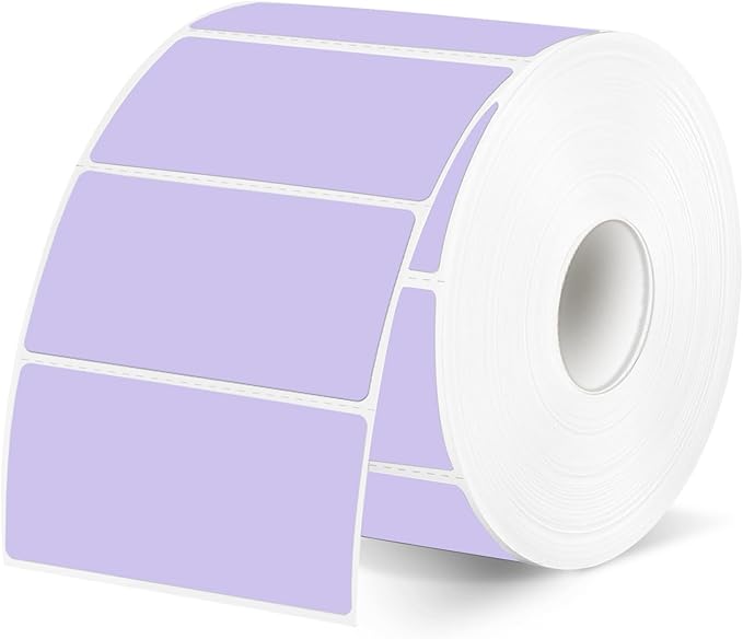 2x1 Inch Thermal Labels, Purple Thermal Printer Stickers, Waterproof Self-Adhesive Shipping Label Printer Sticker for Barcode, Name, Address, 300 Labels/Roll