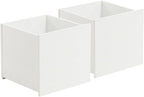 Wood Storage Organizer Drawer, 2 PCS 11x 11x 10Inch Wooden Bins Box for Home Books Clothes Toy Modular Open Cubby Storage System - Office Bookcase Closet Shelves,Embossed White