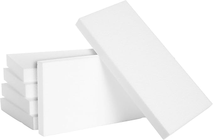 Juvale Craft Foam Blocks - 6-Pack, 12 x 6 x 1 in, White - Flat Foam for Flowers - DIY Floral Arrangement
