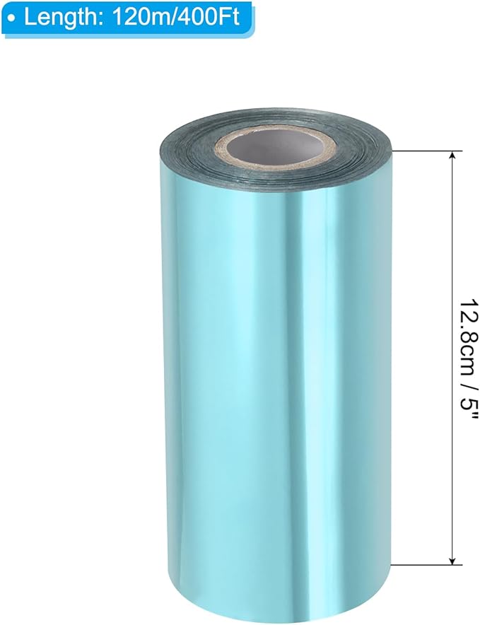 PATIKIL 5"x400Ft Hot Stamping Foil Paper, Heat Transfer Hot Stamping Paper Foil Roll for Leather DIY Logo Decor Craft Gift Package Scrapbook Card, Light Blue