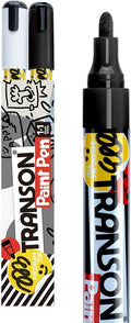 TRANSON Black and White Permanent Paint Markers for Fabric Rock Craft Diy Painting Medium Tip Oil Based Waterproof