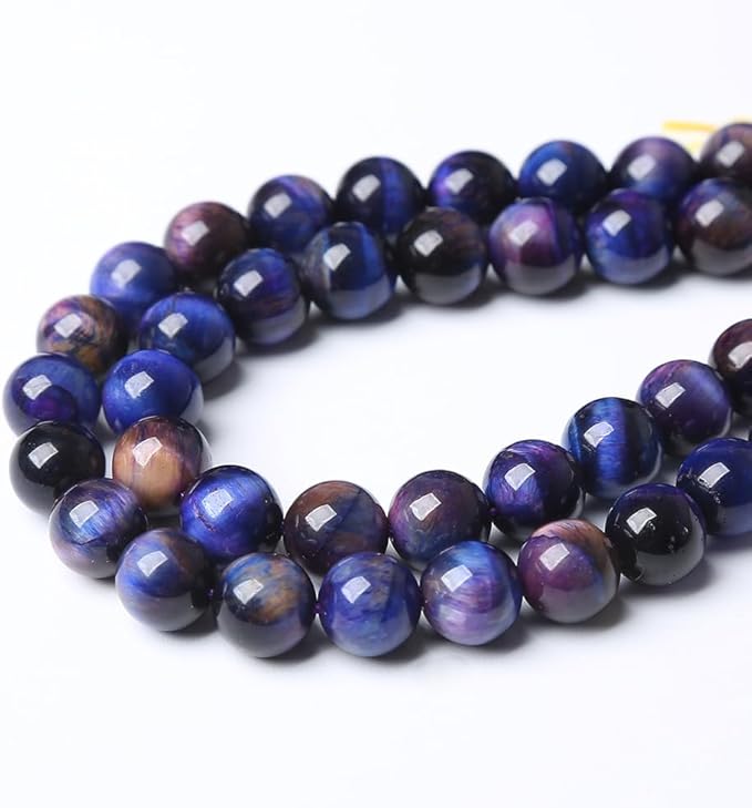 90PCS 8mm AAA Natural Tiger Eye Stone Beads Gemstone Round Spacer Loose Beads for Jewelry Making DIY Bracelet,Necklace, Earrings 2 Strand 32"