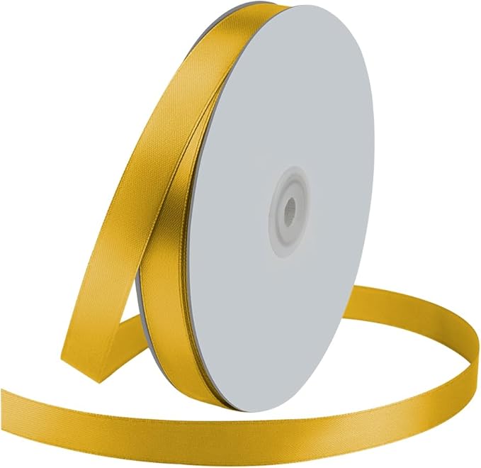 5/8" Wide x 100 Yards Single Face Polyester Satin Ribbon, Satin Ribbon for Crafts, Gift, Hair Bows, Wedding Party Decoration, Bow Making & Other Projects (Yellow)